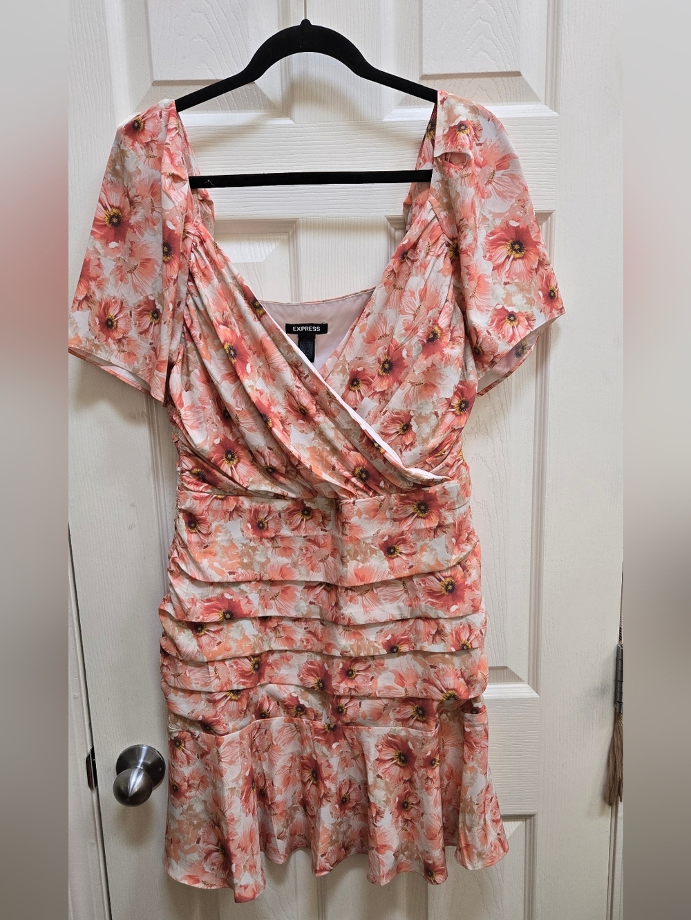 Express Floral Ruffle Mini Dress
